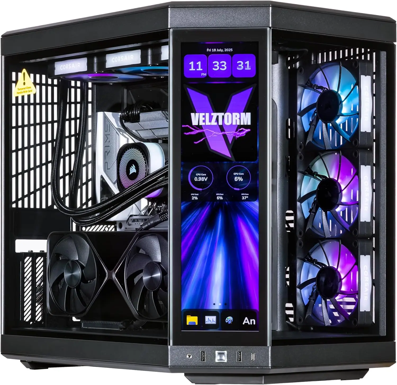 Rtx 5080 16Gb - Velztorm LCD ブラック Praetix カスタムビルド Y70